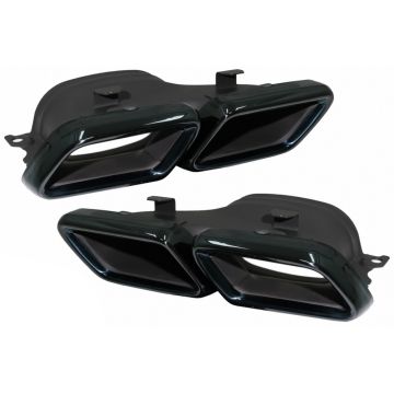 Mercedes Benz C-Class W205 2015-2018 Quad Exhaust Tips C63 AMG Style Black