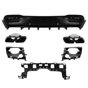 Mercedes Benz GLE-Class GLE53 GLE63 GLE450 C167 2020-2025 Coupe to GLE63 AMG Style Rear Diffuser with Exhaust Tips Black