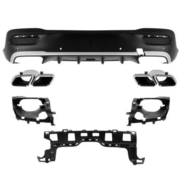 Mercedes Benz GLE-Class GLE53 GLE63 GLE450 C167 2020-2025 Coupe to GLE63 AMG Style Rear Diffuser with Exhaust Tips Silver