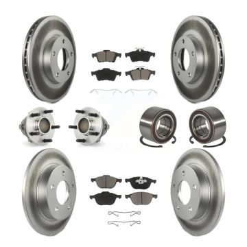 Front Rear Wheel Hub Bearing Coated Disc Brake Rotor And Pad Kit (10Pc) For Mazda 3 Sport KBB-118078