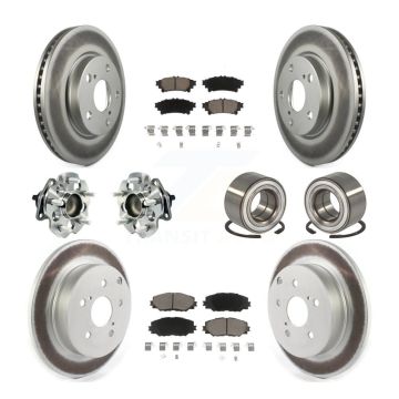 Front Rear Hub Bearing Coated Brake Rotor And Pad Kit (10Pc) For 2017-2018 Toyota Prius V KBB-118095