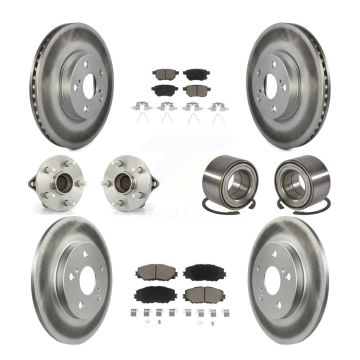 Front Rear Wheel Hub Bearing Coated Disc Brake Rotor And Pad Kit (10Pc) For Toyota Matrix KBB-118096