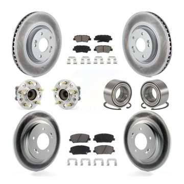 Front Rear Hub Bearing Coated Brake Rotor & Pads Kit (10Pc) For 2013-2015 Kia Optima 2.0L KBB-118102