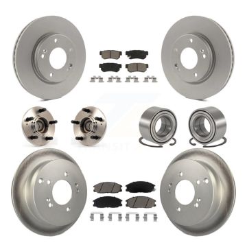 Front Rear Hub Bearings Coated Disc Brake Rotors And Pads Kit (10Pc) For Hyundai Santa Fe KBB-118107