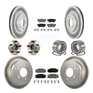 Front Rear Hub Bearings Coated Disc Brake Rotors And Pads Kit (10Pc) For Hyundai Santa Fe KBB-118108
