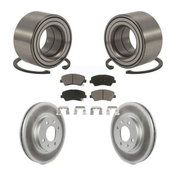 Front Wheel Bearing Coated Disc Brake Rotors And Pads Kit For 2012-2017 Hyundai Accent KBB-118155