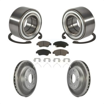 Front Wheel Bearing Coated Disc Brake Rotor And Ceramic Pads Kit For 2004 Honda Civic SiR KBB-118345
