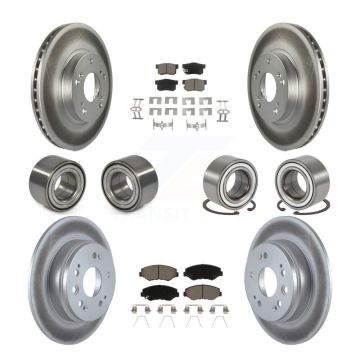 Front Rear Bearings Coated Disc Brake Rotors And Ceramic Pads Kit (10Pc) For Honda CR-V KBB-118462