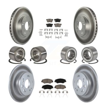 Front Rear Bearings Coated Disc Brake Rotors And Ceramic Pads Kit (10Pc) For Honda CR-V KBB-118463