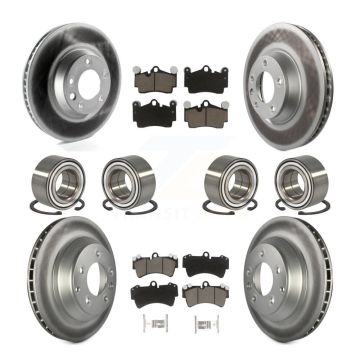 Front Rear Bearing Coated Disc Brake Rotor Pads Kit (10Pc) For Audi Q7 Volkswagen Touareg KBB-118492