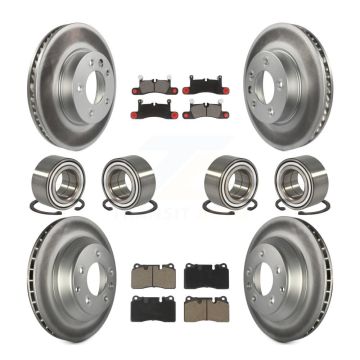 Front Rear Bearings Coated Disc Brake Rotors And Pads Kit (10Pc) For Volkswagen Touareg KBB-118495