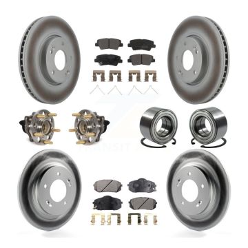 Front Rear Wheel Hub Bearing Coated Disc Brake Rotors And Pads Kit (10Pc) For Kia Soul EV KBB-118499