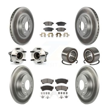 Front Rear Hub Bearing Coated Disc Brake Rotor Pads Kit (10Pc) For 2009-2013 Mazda 6 2.5L KBB-118503