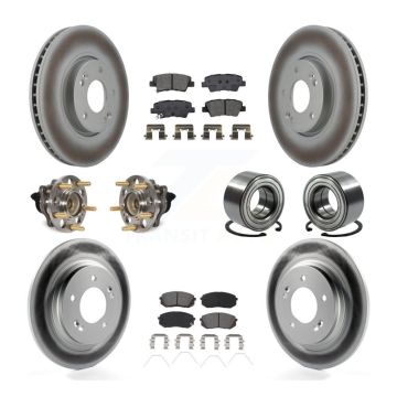 Front Rear Hub Bearing Coated Disc Brake Rotor & Pad Kit (10Pc) For 2017-2019 Kia Soul EV KBB-118518