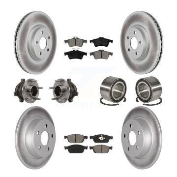 Front Rear Hub Bearing Coated Disc Brake Rotor & Pads Kit (10Pc) For Ford Transit Connect KBB-118519