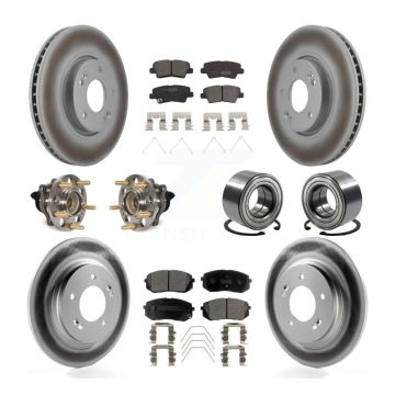 Front Rear Hub Bearing Coated Disc Brake Rotor & Pad Kit (10Pc) For 2017-2019 Kia Soul EV KBB-118536