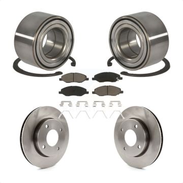 Front Wheel Bearing Disc Brake Rotor And Ceramic Pads Kit For 2010-2011 Nissan Versa 1.6L KBB-118710