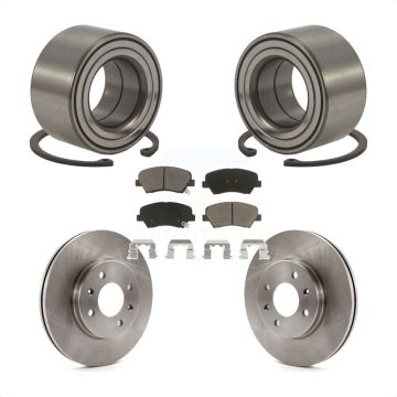 Front Wheel Bearing Disc Brake Rotors And Ceramic Pads Kit For 2012-2017 Hyundai Accent KBB-118757