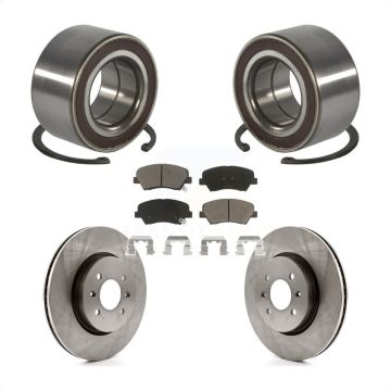 Front Wheel Bearing Disc Brake Rotors And Ceramic Pads Kit For Kia Rio KBB-118758