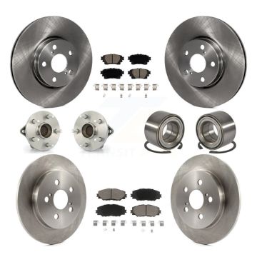 Front Rear Hub Bearing Brake Rotor Pad Kit (10Pc) For 2019 Toyota Corolla Sedan with 1.8L KBB-122901