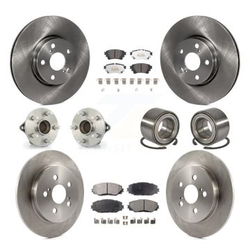 Front Rear Hub Bearing Brake Rotor Pad Kit (10Pc) For 2019 Toyota Corolla Sedan with 1.8L KBB-122905