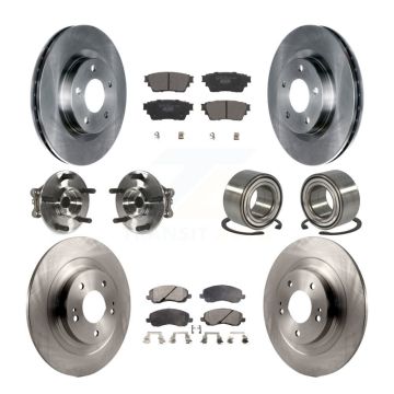 Front Rear Hub Bearing Disc Brake Rotors And Pads Kit (10Pc) For Mitsubishi Outlander AWD KBB-122909