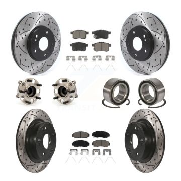 Front Rear Hub Bearing Coated Disc Brake Rotor Pads Kit (10Pc) For Honda Accord Acura TSX KBB-122910