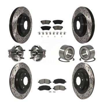Front Rear Hub Bearing Coated Brake Rotor And Pad Kit (10Pc) For Mitsubishi Outlander AWD KBB-122920