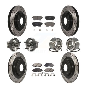 Front Rear Hub Bearing Coated Brake Rotor And Pad Kit (10Pc) For Mitsubishi Outlander AWD KBB-122922