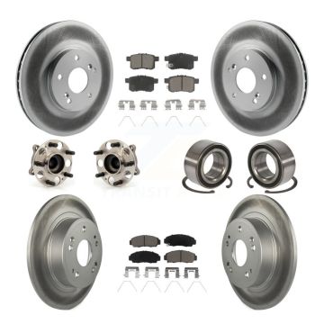 Front Rear Hub Bearing Coated Disc Brake Rotor Pads Kit (10Pc) For Honda Accord Acura TSX KBB-122923