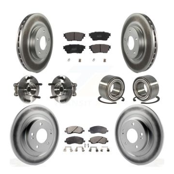 Front Rear Hub Bearing Coated Brake Rotor And Pad Kit (10Pc) For Mitsubishi Outlander AWD KBB-122938