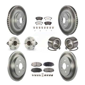 Front Rear Hub Bearing Coat Brake Rotor Pad Kit (10Pc) For Toyota Corolla Sedan with 1.8L KBB-122939