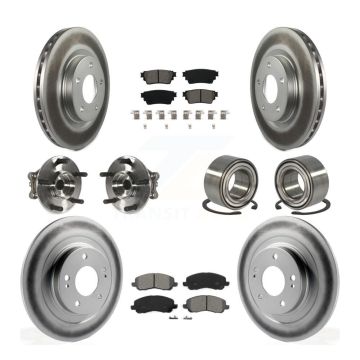 Front Rear Hub Bearing Coated Brake Rotor And Pad Kit (10Pc) For Mitsubishi Outlander AWD KBB-122940