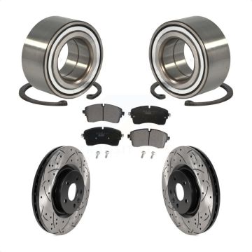 Front Wheel Bearing Coated Drilled Slot Brake Rotor & Pad Kit For 2018 Jaguar E-Pace S/SE KBB-123021