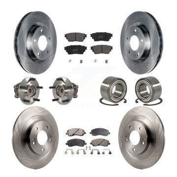 Front Rear Hub Bearing Brake Rotor Pads Kit (10Pc) For 2017-2018 Mitsubishi Outlander FWD KBB-123120
