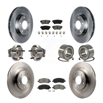 Front Rear Hub Bearing Brake Rotor Pads Kit (10Pc) For 2017-2018 Mitsubishi Outlander FWD KBB-123121
