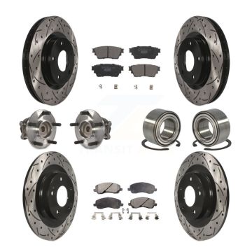 Front Rear Hub Bearing Coat Brake Rotor Pad Kit (10Pc) For 17-18 Mitsubishi Outlander FWD KBB-123127