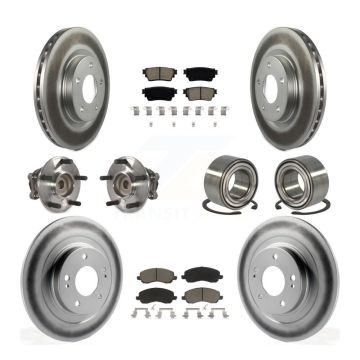 Front Rear Hub Bearing Coat Brake Rotor Pad Kit (10Pc) For 17-18 Mitsubishi Outlander FWD KBB-123129