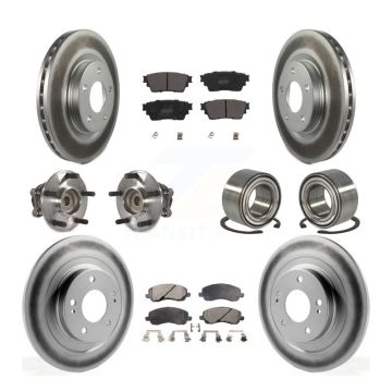 Front Rear Hub Bearing Coat Brake Rotor Pad Kit (10Pc) For 17-18 Mitsubishi Outlander FWD KBB-123130