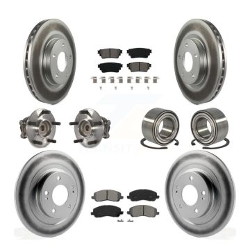 Front Rear Hub Bearing Coat Brake Rotor Pad Kit (10Pc) For 17-18 Mitsubishi Outlander FWD KBB-123132