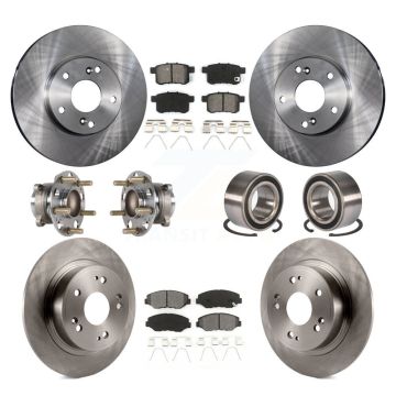 Front Rear Hub Bearing Disc Brake Rotor And Semi-Metallic Pad Kit (10Pc) For Honda Accord KBB-123161