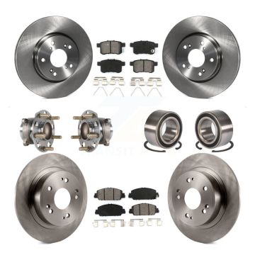Front Rear Hub Bearing Brake Rotor & Pad Kit (10Pc) For 16-17 Honda Accord EX-L with 3.5L KBB-123162