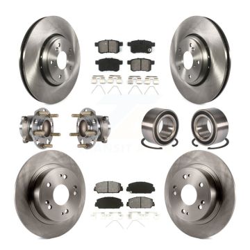 Front Rear Hub Bearing Disc Brake Rotor And Semi-Metallic Pad Kit (10Pc) For Honda Accord KBB-123163