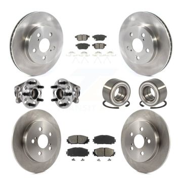 Front Rear Hub Bearing Disc Brake Rotor & Pad Kit (10Pc) For 2018-2019 Toyota Prius Prime KBB-123165