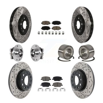 Front Rear Hub Bearing Coated Disc Brake Rotor Pad Kit (10Pc) For 2016-2018 Fiat 500X AWD KBB-123174