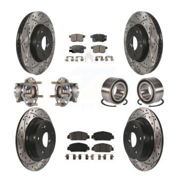 Front Rear Hub Bearing Coated Brake Rotor Pads Kit (10Pc) For Honda Accord EX-L with 3.5L KBB-123197