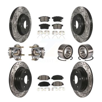 Front Rear Hub Bearing Coated Brake Rotor Pads Kit (10Pc) For Honda Accord EX-L with 3.5L KBB-123216