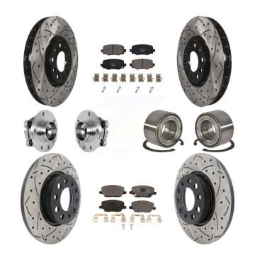 Front Rear Hub Bearing Coated Disc Brake Rotor Pad Kit (10Pc) For 2016-2018 Fiat 500X AWD KBB-123221