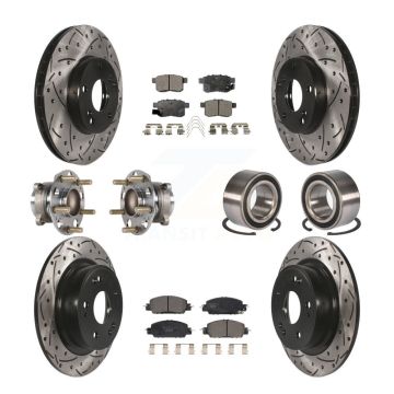 Front Rear Hub Bearing Coat Brake Rotor Pad Kit (10Pc) For 16 Honda Accord LX-S with 2.4L KBB-123224