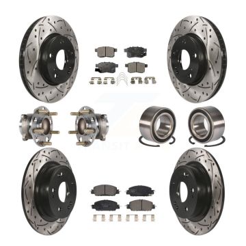 Front Rear Hub Bearing Coated Disc Brake Rotor Pads Kit (10Pc) For 2017 Honda Accord LX-S KBB-123227